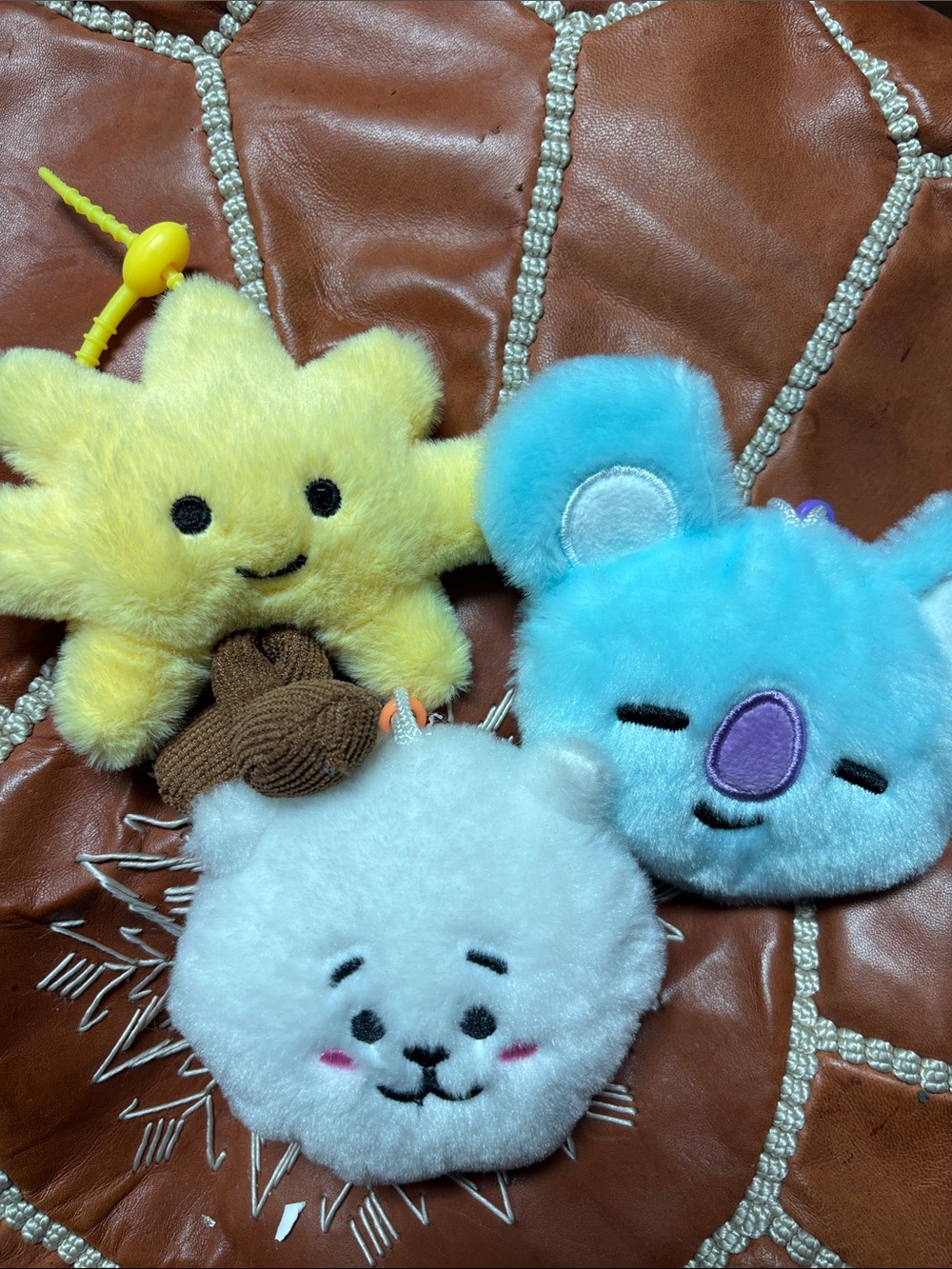 Plush Toy Trio - Yellow Star, Blue Koala, White Bear bag charm